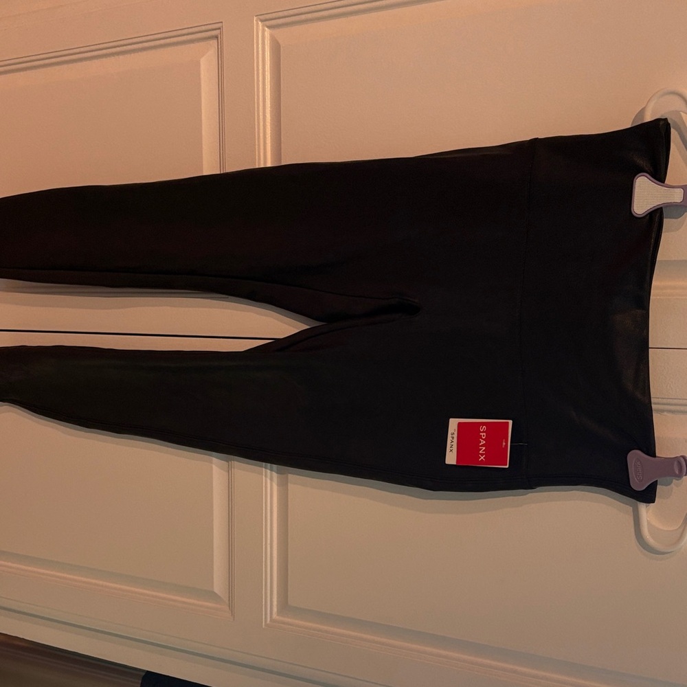SPANX Sleek Black Faux Leather Leggings - Picture 3 of 7